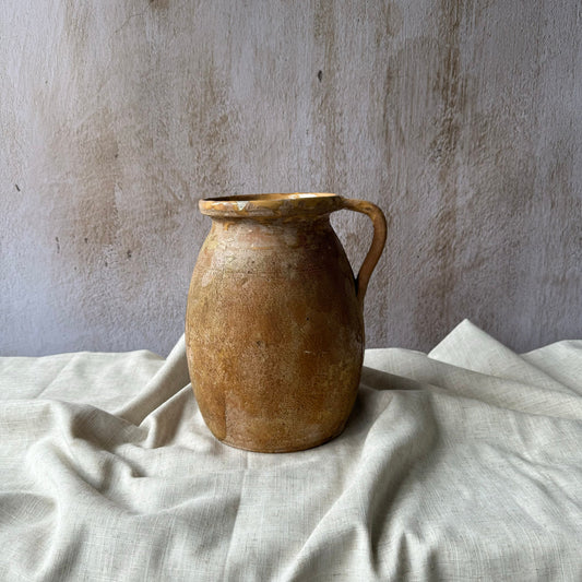 Antique Turkish Terracotta Vase - Vintage Pottery Clay Pot, Glazed Antique Vase