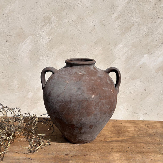 Antique Terracotta Vase, Vintage Pottery Clay Pot