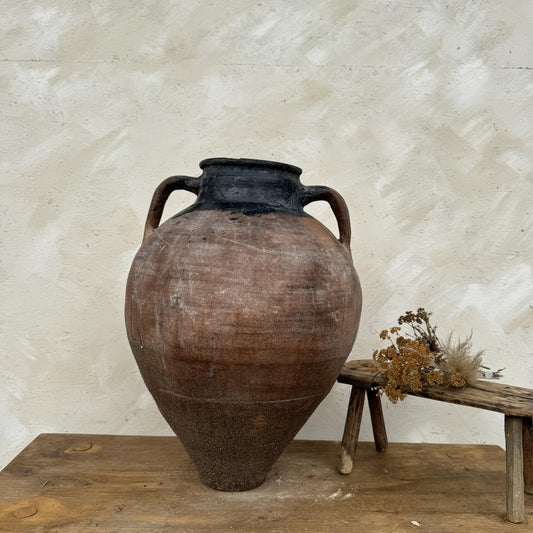 Clay vase, rustic vase, earthenware vase, pottery vase,  wabi sabi pottery, vase, primitive vessel, primitive vase, vessel, earthenware, rustic vessel, clay pot, large terracotta pot, france pottery, antique olive jar, flower vase, france conflit pot