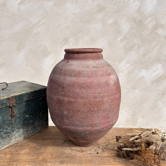 Clay vase, rustic vase, earthenware vase, pottery vase,  wabi sabi pottery, vase, primitive vessel, primitive vase, vessel, earthenware, rustic vessel, clay pot, large terracotta pot, france pottery, antique olive jar, flower vase, france conflit pot