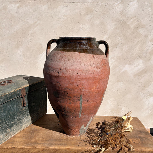 Clay vase, rustic vase, earthenware vase, pottery vase,  wabi sabi pottery, vase, primitive vessel, primitive vase, vessel, earthenware, rustic vessel, clay pot, large terracotta pot, france pottery, antique olive jar, flower vase, france conflit pot