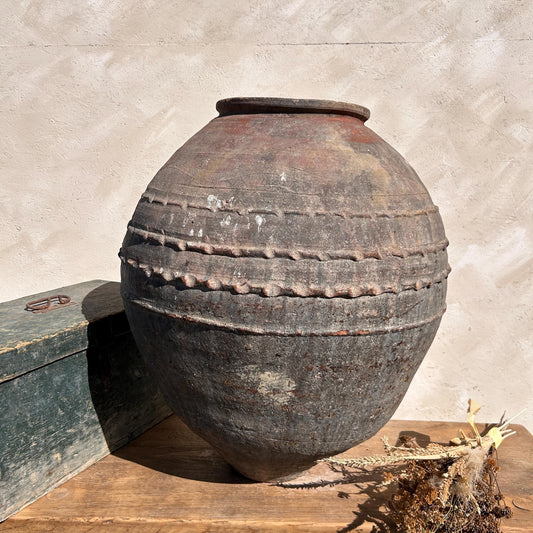 Clay vase, rustic vase, earthenware vase, pottery vase,  wabi sabi pottery, vase, primitive vessel, primitive vase, vessel, earthenware, rustic vessel, clay pot, large terracotta pot, france pottery, antique olive jar, flower vase, france conflit pot