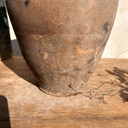 Clay vase, rustic vase, earthenware vase, pottery vase,  wabi sabi pottery, vase, primitive vessel, primitive vase, vessel, earthenware, rustic vessel, clay pot, large terracotta pot, france pottery, antique olive jar, flower vase, france conflit pot