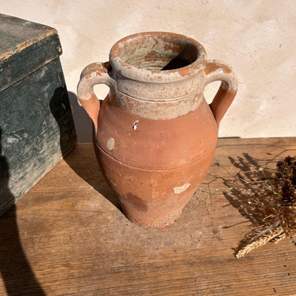 Clay vase, rustic vase, earthenware vase, pottery vase,  wabi sabi pottery, vase, primitive vessel, primitive vase, vessel, earthenware, rustic vessel, clay pot, large terracotta pot, france pottery, antique olive jar, flower vase, france conflit pot