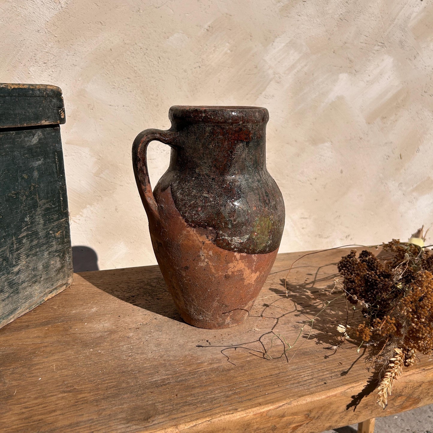 Clay vase, rustic vase, earthenware vase, pottery vase,  wabi sabi pottery, vase, primitive vessel, primitive vase, vessel, earthenware, rustic vessel, clay pot, large terracotta pot, france pottery, antique olive jar, flower vase, france conflit pot