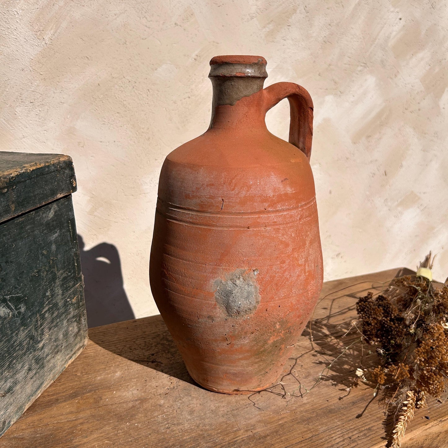 Clay vase, rustic vase, earthenware vase, pottery vase,  wabi sabi pottery, vase, primitive vessel, primitive vase, vessel, earthenware, rustic vessel, clay pot, large terracotta pot, france pottery, antique olive jar, flower vase, france conflit pot