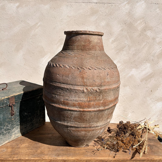 Clay vase, rustic vase, earthenware vase, pottery vase,  wabi sabi pottery, vase, primitive vessel, primitive vase, vessel, earthenware, rustic vessel, clay pot, large terracotta pot, france pottery, antique olive jar, flower vase, france conflit pot