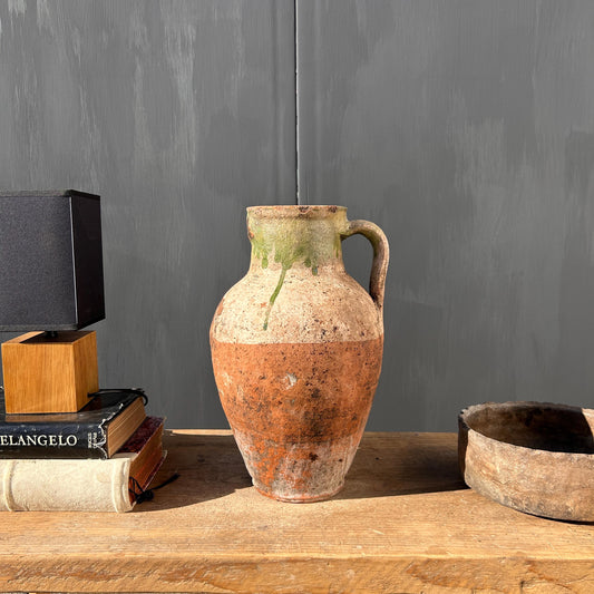 Clay vase, rustic vase, earthenware vase, pottery vase,  wabi sabi pottery, vase, primitive vessel, primitive vase, vessel, earthenware, rustic vessel, clay pot, large terracotta pot, france pottery, antique olive jar, flower vase, france conflit pot