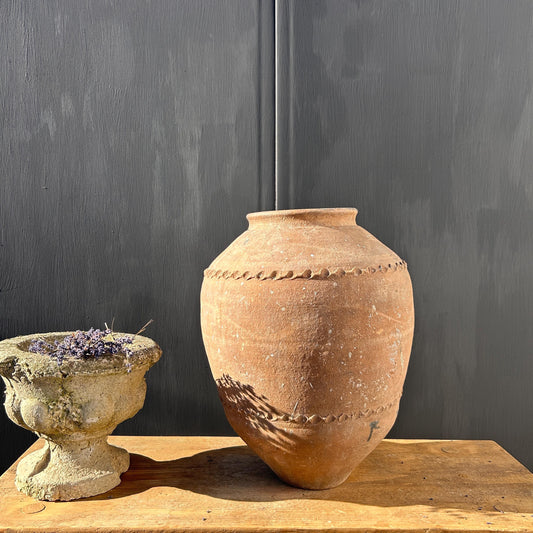 Clay vase, rustic vase, earthenware vase, pottery vase,  wabi sabi pottery, vase, primitive vessel, primitive vase, vessel, earthenware, rustic vessel, clay pot, large terracotta pot, france pottery, antique olive jar, flower vase, france conflit pot