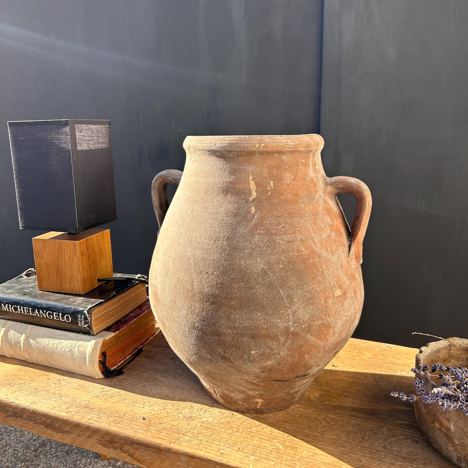 Clay vase, rustic vase, earthenware vase, pottery vase,  wabi sabi pottery, vase, primitive vessel, primitive vase, vessel, earthenware, rustic vessel, clay pot, large terracotta pot, france pottery, antique olive jar, flower vase, france conflit pot