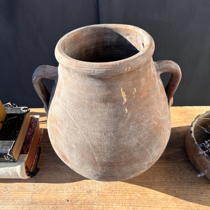 Clay vase, rustic vase, earthenware vase, pottery vase,  wabi sabi pottery, vase, primitive vessel, primitive vase, vessel, earthenware, rustic vessel, clay pot, large terracotta pot, france pottery, antique olive jar, flower vase, france conflit pot