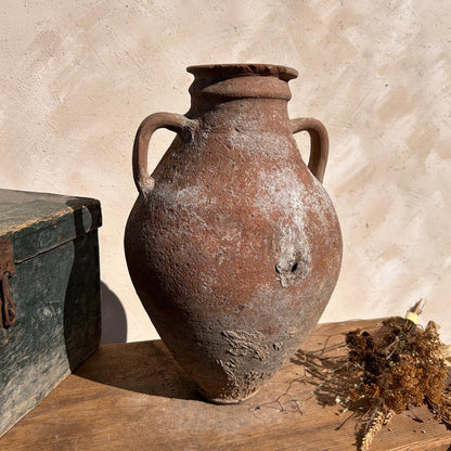 Clay vase, rustic vase, earthenware vase, pottery vase,  wabi sabi pottery, vase, primitive vessel, primitive vase, vessel, earthenware, rustic vessel, clay pot, large terracotta pot, france pottery, antique olive jar, flower vase, france conflit pot