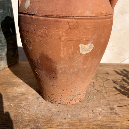 Clay vase, rustic vase, earthenware vase, pottery vase,  wabi sabi pottery, vase, primitive vessel, primitive vase, vessel, earthenware, rustic vessel, clay pot, large terracotta pot, france pottery, antique olive jar, flower vase, france conflit pot