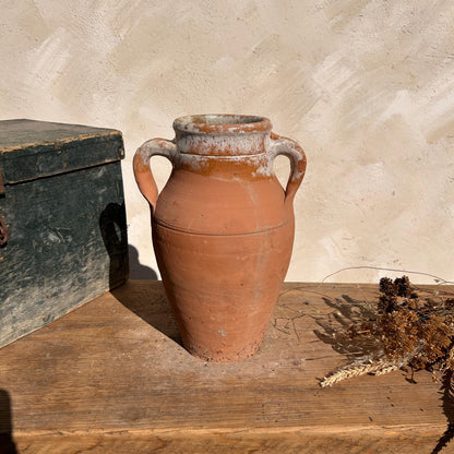 Clay vase, rustic vase, earthenware vase, pottery vase,  wabi sabi pottery, vase, primitive vessel, primitive vase, vessel, earthenware, rustic vessel, clay pot, large terracotta pot, france pottery, antique olive jar, flower vase, france conflit pot