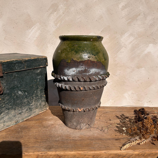 Clay vase, rustic vase, earthenware vase, pottery vase,  wabi sabi pottery, vase, primitive vessel, primitive vase, vessel, earthenware, rustic vessel, clay pot, large terracotta pot, france pottery, antique olive jar, flower vase, france conflit pot