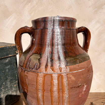 Clay vase, rustic vase, earthenware vase, pottery vase,  wabi sabi pottery, vase, primitive vessel, primitive vase, vessel, earthenware, rustic vessel, clay pot, large terracotta pot, france pottery, antique olive jar, flower vase, france conflit pot