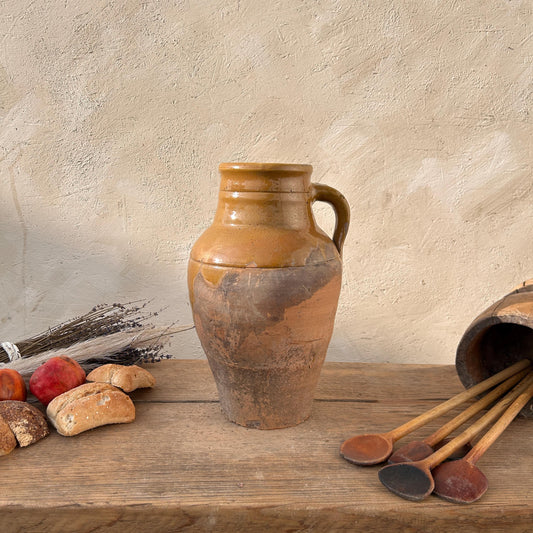 Clay vase, rustic vase, earthenware vase, pottery vase,  wabi sabi pottery, vase, primitive vessel, primitive vase, vessel, earthenware, rustic vessel, clay pot, large terracotta pot, france pottery, antique olive jar, flower vase, france conflit pot