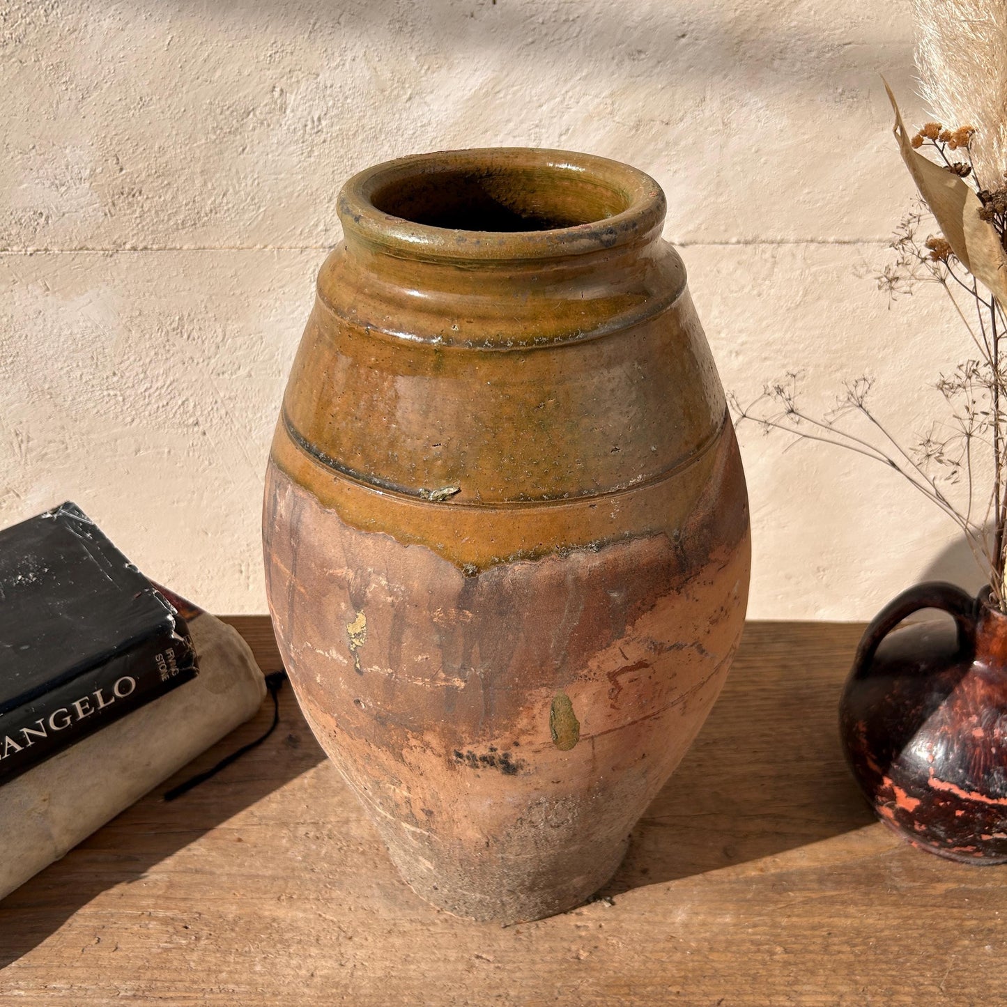 Clay vase, rustic vase, earthenware vase, pottery vase,  wabi sabi pottery, vase, primitive vessel, primitive vase, vessel, earthenware, rustic vessel, clay pot, large terracotta pot, france pottery, antique olive jar, flower vase, france conflit pot