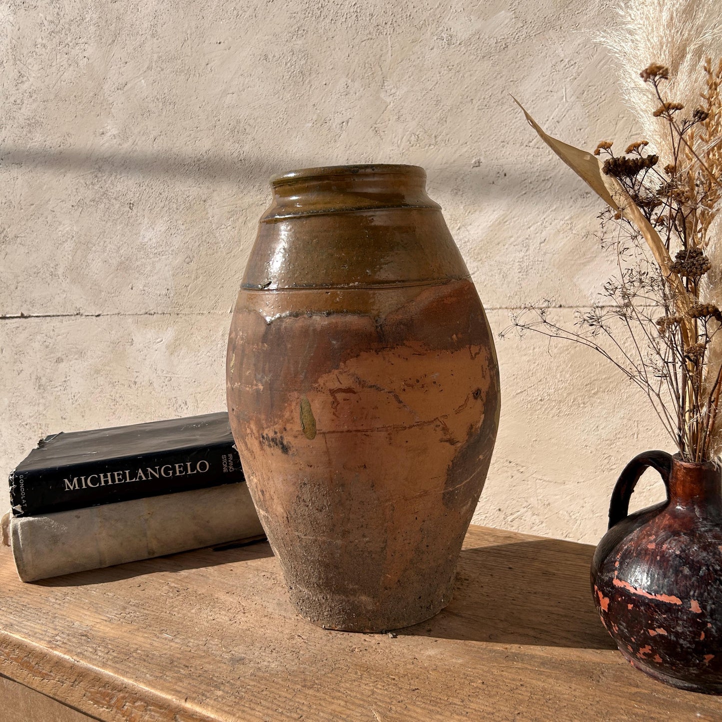 Clay vase, rustic vase, earthenware vase, pottery vase,  wabi sabi pottery, vase, primitive vessel, primitive vase, vessel, earthenware, rustic vessel, clay pot, large terracotta pot, france pottery, antique olive jar, flower vase, france conflit pot