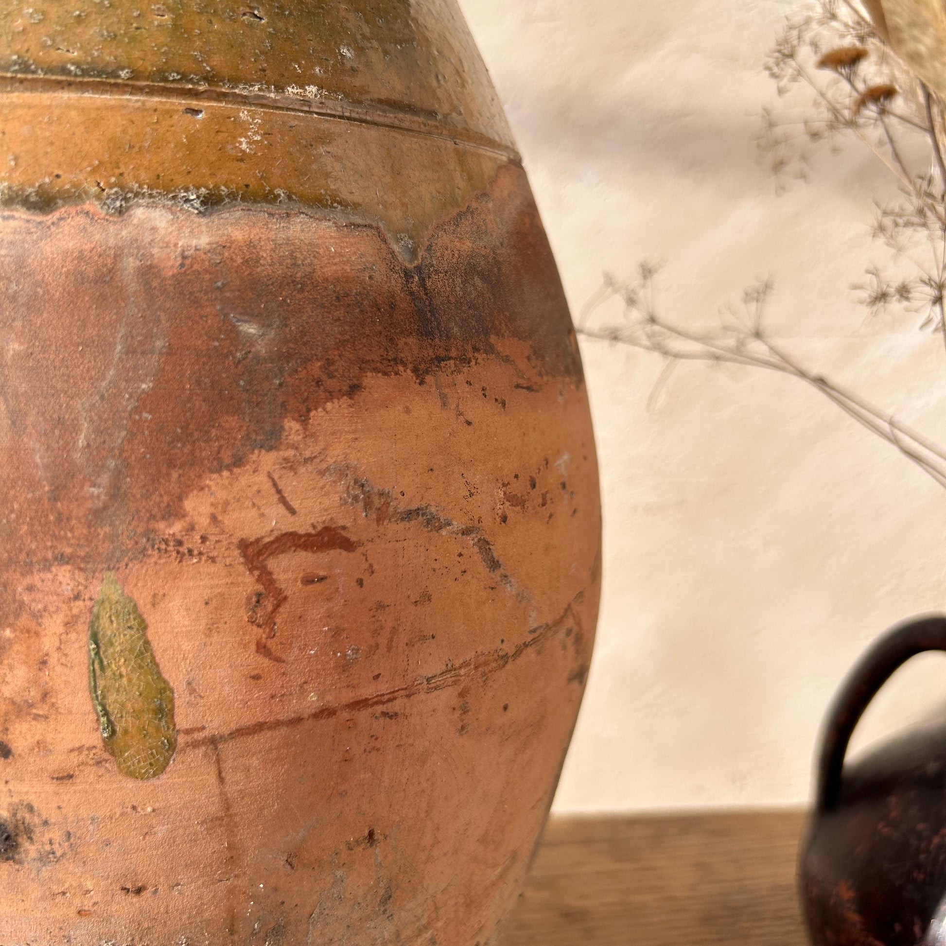 Clay vase, rustic vase, earthenware vase, pottery vase,  wabi sabi pottery, vase, primitive vessel, primitive vase, vessel, earthenware, rustic vessel, clay pot, large terracotta pot, france pottery, antique olive jar, flower vase, france conflit pot