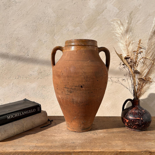 Clay vase, rustic vase, earthenware vase, pottery vase,  wabi sabi pottery, vase, primitive vessel, primitive vase, vessel, earthenware, rustic vessel, clay pot, large terracotta pot, france pottery, antique olive jar, flower vase, france conflit pot