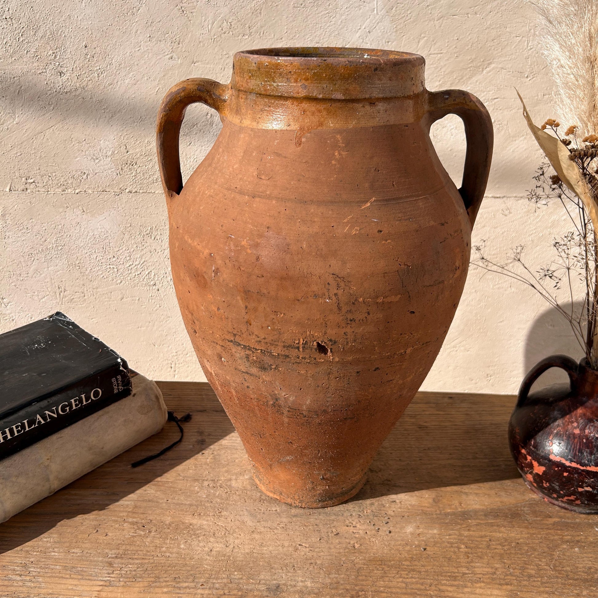 Clay vase, rustic vase, earthenware vase, pottery vase,  wabi sabi pottery, vase, primitive vessel, primitive vase, vessel, earthenware, rustic vessel, clay pot, large terracotta pot, france pottery, antique olive jar, flower vase, france conflit pot