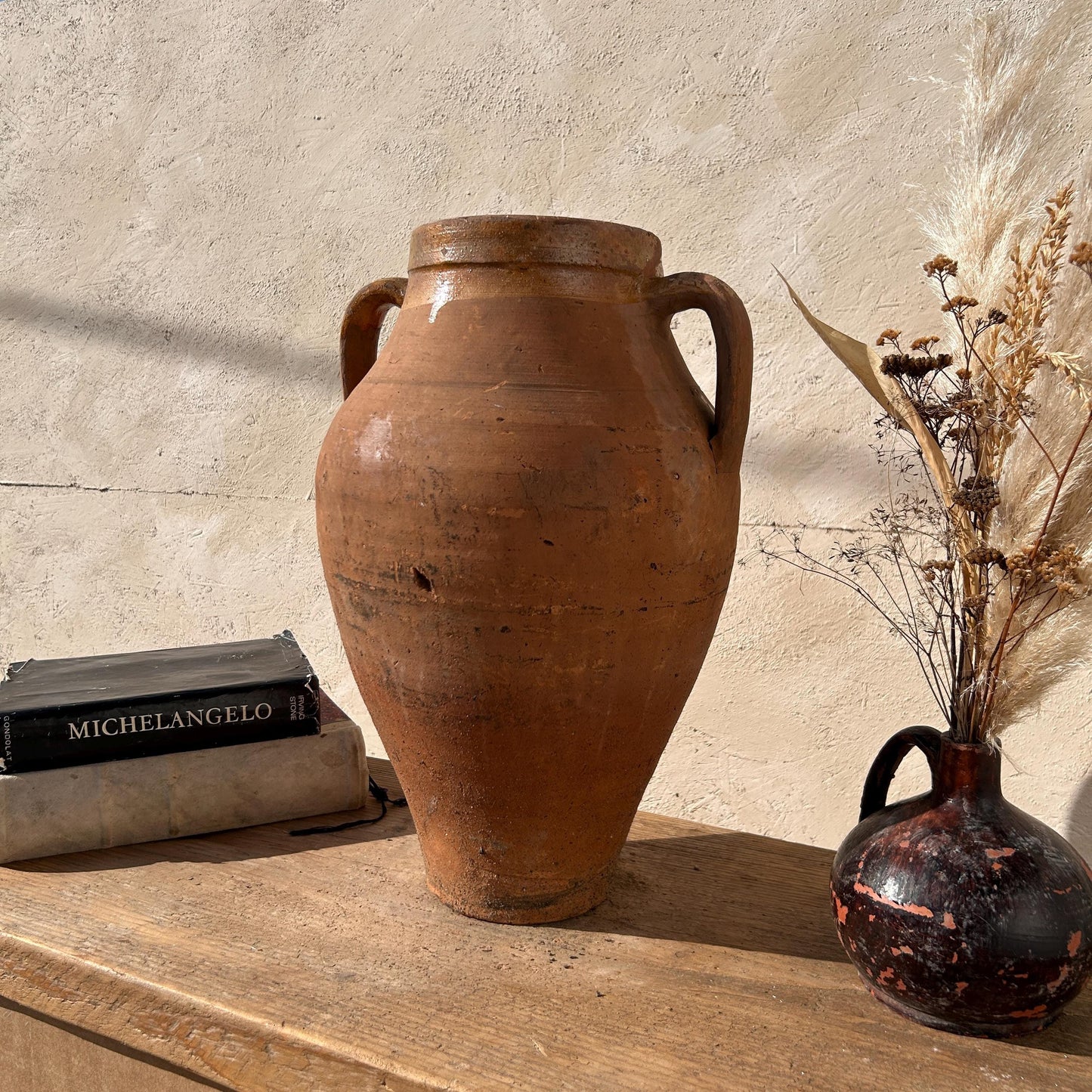 Clay vase, rustic vase, earthenware vase, pottery vase,  wabi sabi pottery, vase, primitive vessel, primitive vase, vessel, earthenware, rustic vessel, clay pot, large terracotta pot, france pottery, antique olive jar, flower vase, france conflit pot