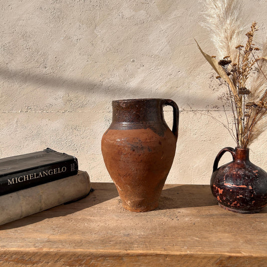 Clay vase, rustic vase, earthenware vase, pottery vase,  wabi sabi pottery, vase, primitive vessel, primitive vase, vessel, earthenware, rustic vessel, clay pot, large terracotta pot, france pottery, antique olive jar, flower vase, france conflit pot