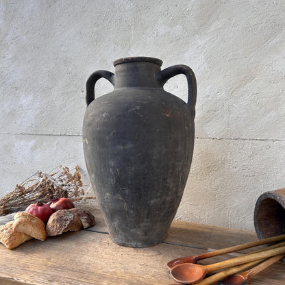 Clay vase, rustic vase, earthenware vase, pottery vase,  wabi sabi pottery, vase, primitive vessel, primitive vase, vessel, earthenware, rustic vessel, clay pot, large terracotta pot, france pottery, antique olive jar, flower vase, france conflit pot