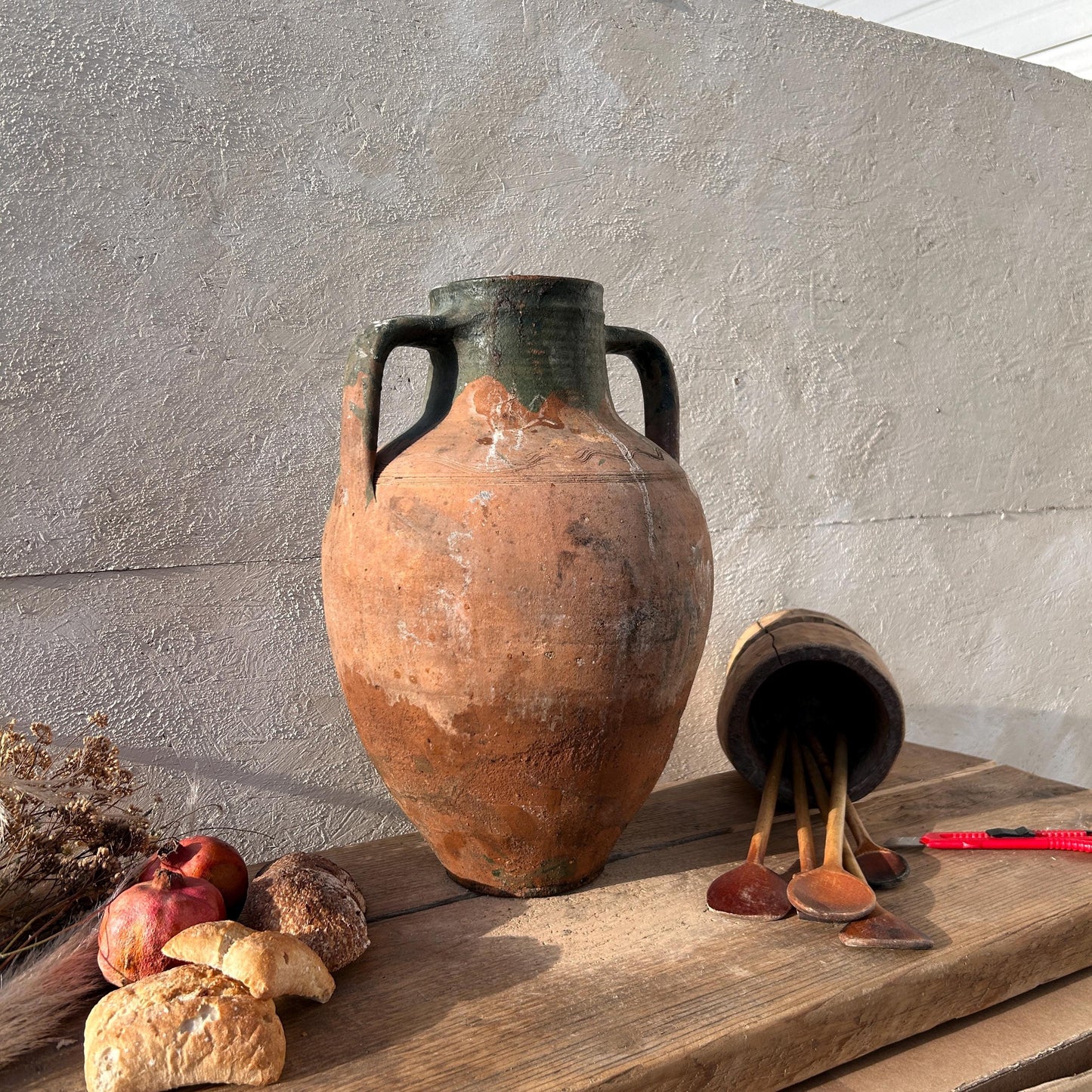 Clay vase, rustic vase, earthenware vase, pottery vase,  wabi sabi pottery, vase, primitive vessel, primitive vase, vessel, earthenware, rustic vessel, clay pot, large terracotta pot, france pottery, antique olive jar, flower vase, france conflit pot