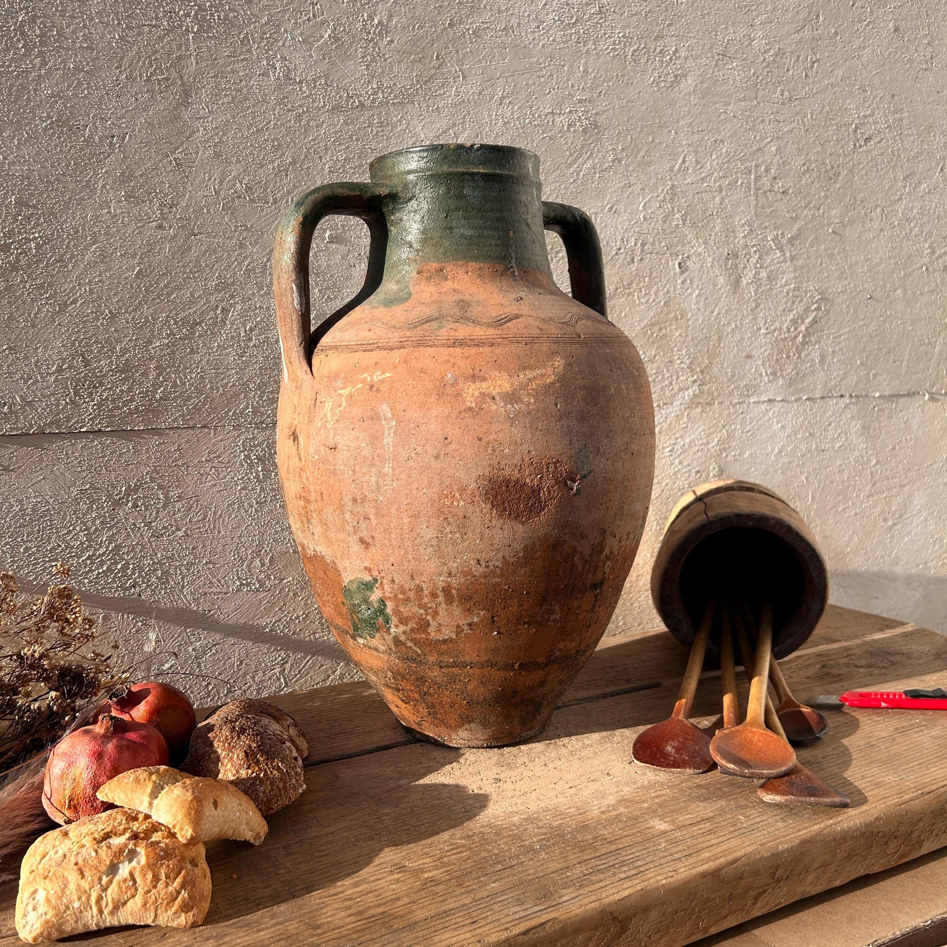 Clay vase, rustic vase, earthenware vase, pottery vase,  wabi sabi pottery, vase, primitive vessel, primitive vase, vessel, earthenware, rustic vessel, clay pot, large terracotta pot, france pottery, antique olive jar, flower vase, france conflit pot