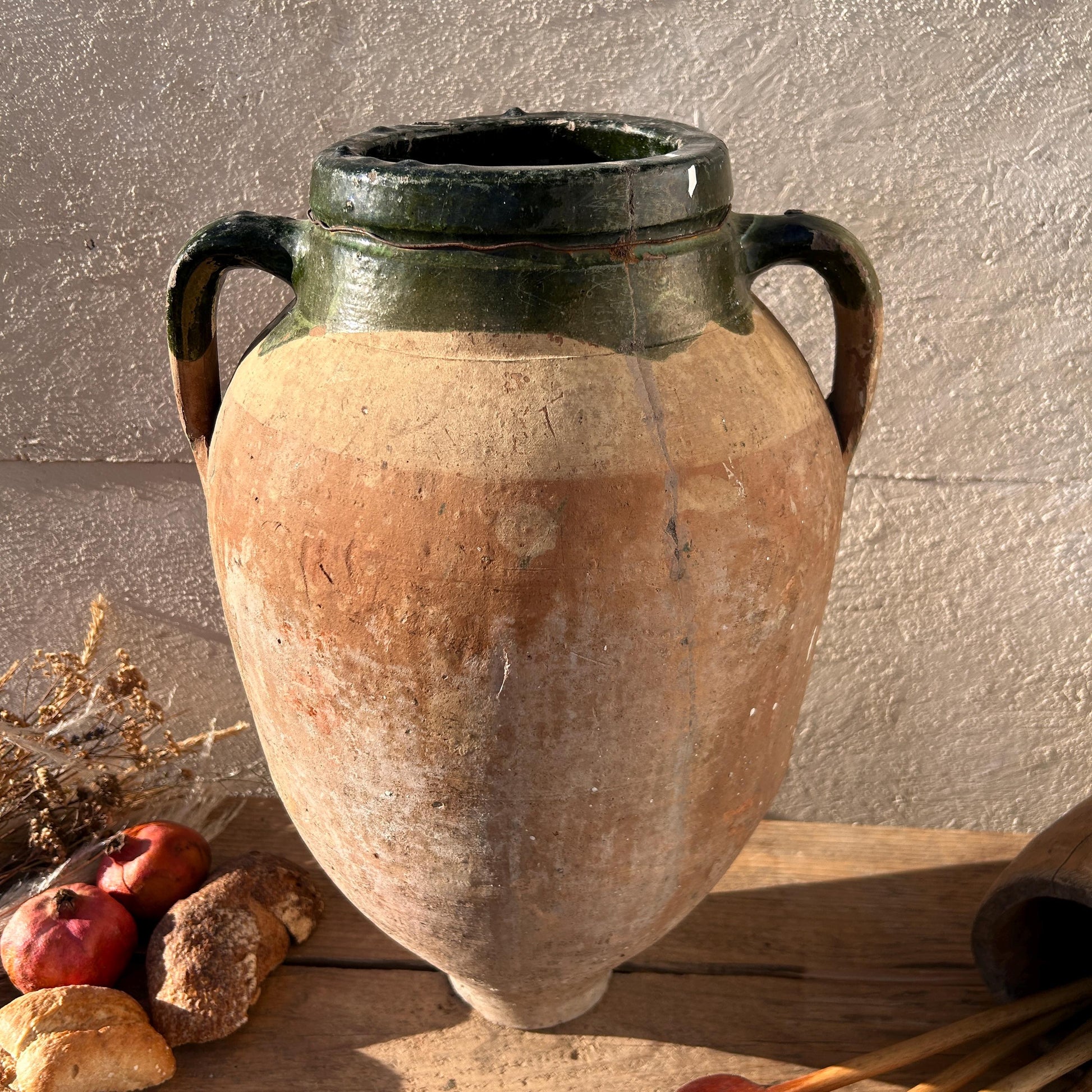 Clay vase, rustic vase, earthenware vase, pottery vase,  wabi sabi pottery, vase, primitive vessel, primitive vase, vessel, earthenware, rustic vessel, clay pot, large terracotta pot, france pottery, antique olive jar, flower vase, france conflit pot