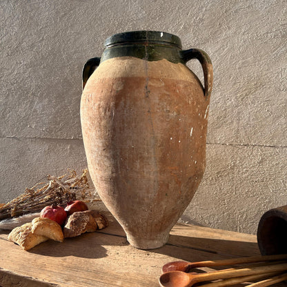 Clay vase, rustic vase, earthenware vase, pottery vase,  wabi sabi pottery, vase, primitive vessel, primitive vase, vessel, earthenware, rustic vessel, clay pot, large terracotta pot, france pottery, antique olive jar, flower vase, france conflit pot