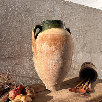 Clay vase, rustic vase, earthenware vase, pottery vase,  wabi sabi pottery, vase, primitive vessel, primitive vase, vessel, earthenware, rustic vessel, clay pot, large terracotta pot, france pottery, antique olive jar, flower vase, france conflit pot