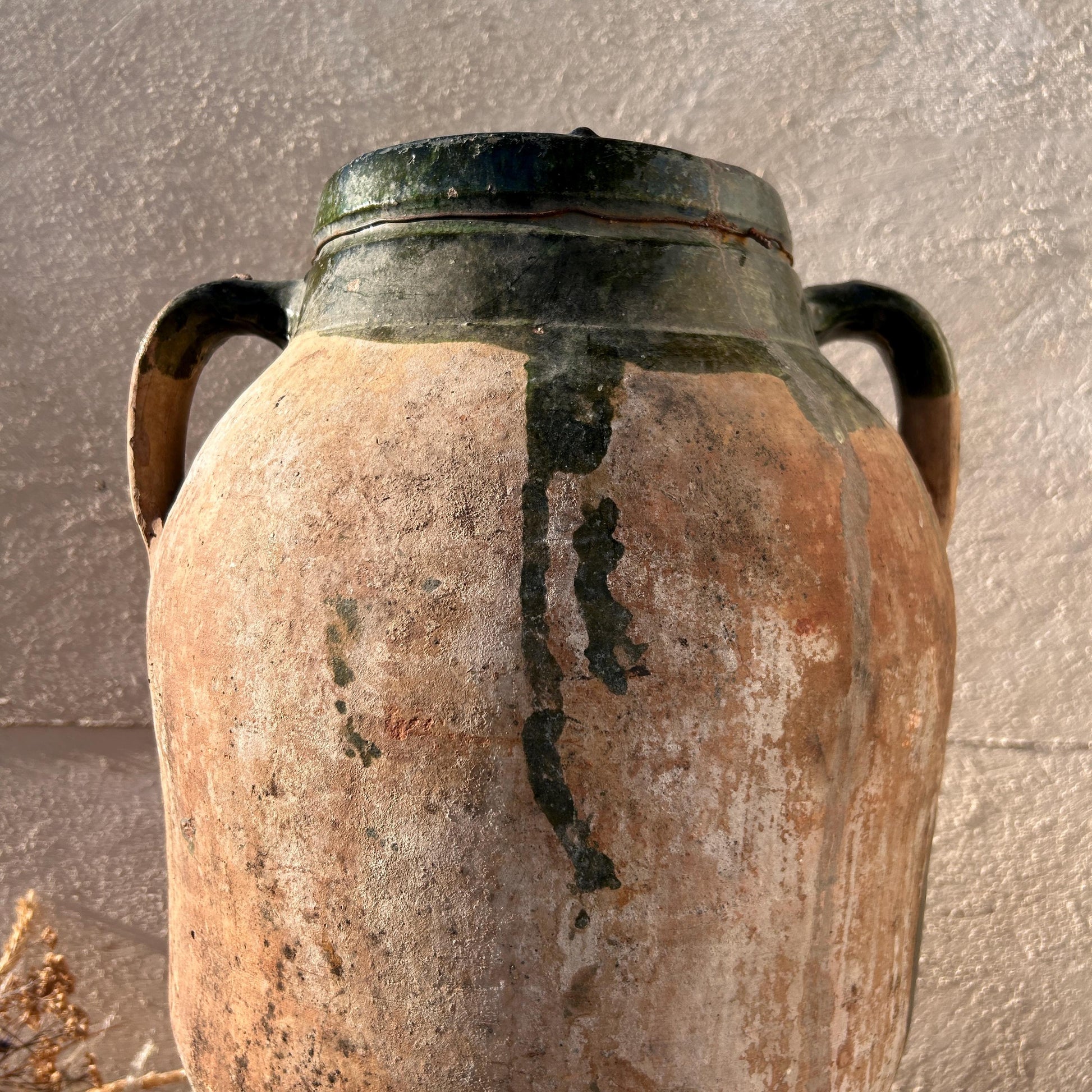 Clay vase, rustic vase, earthenware vase, pottery vase,  wabi sabi pottery, vase, primitive vessel, primitive vase, vessel, earthenware, rustic vessel, clay pot, large terracotta pot, france pottery, antique olive jar, flower vase, france conflit pot