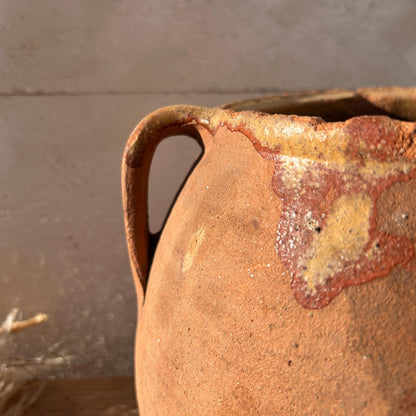 Clay vase, rustic vase, earthenware vase, pottery vase,  wabi sabi pottery, vase, primitive vessel, primitive vase, vessel, earthenware, rustic vessel, clay pot, large terracotta pot, france pottery, antique olive jar, flower vase, france conflit pot