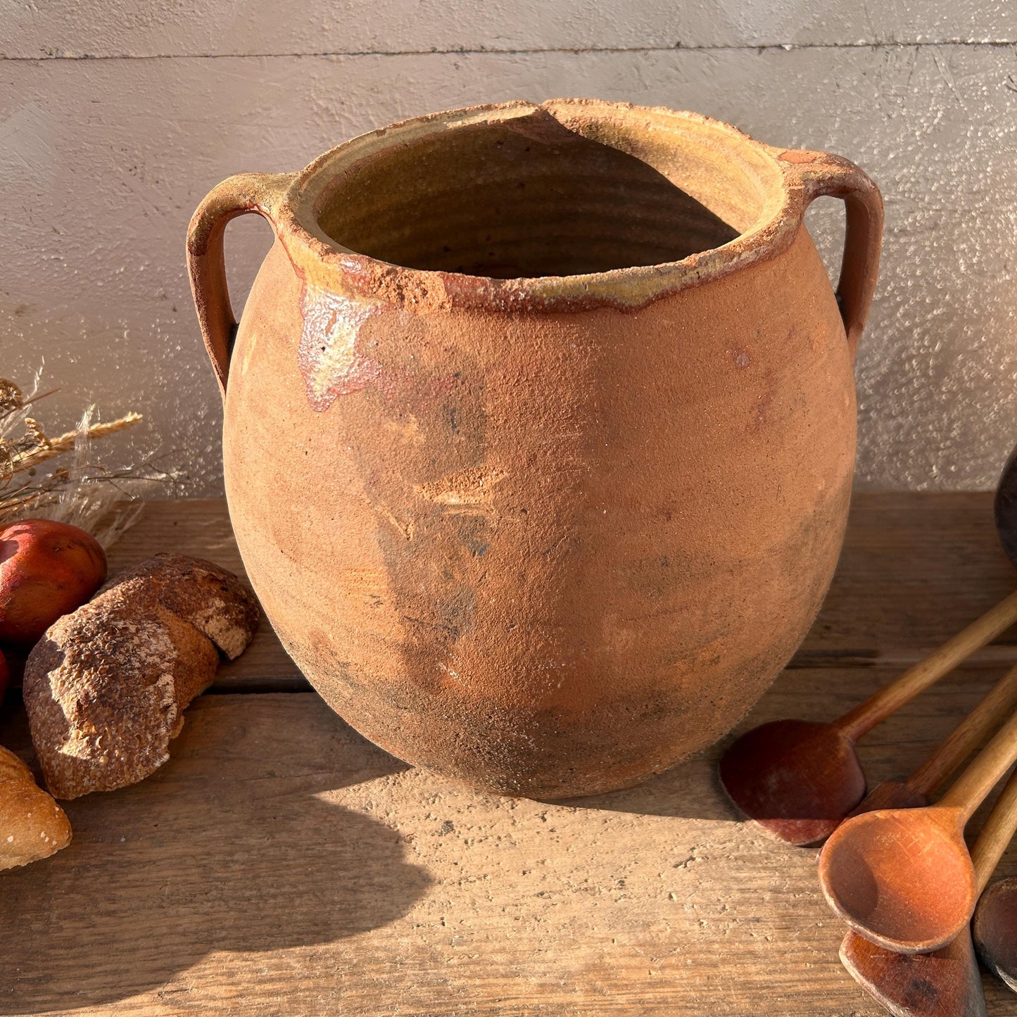 Clay vase, rustic vase, earthenware vase, pottery vase,  wabi sabi pottery, vase, primitive vessel, primitive vase, vessel, earthenware, rustic vessel, clay pot, large terracotta pot, france pottery, antique olive jar, flower vase, france conflit pot