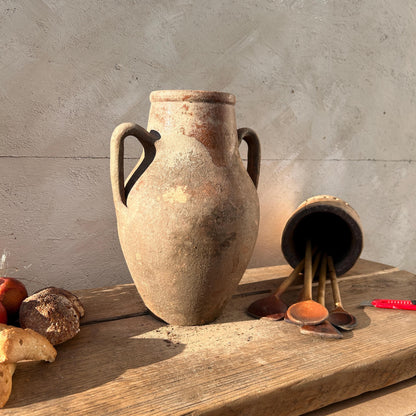 Clay vase, rustic vase, earthenware vase, pottery vase,  wabi sabi pottery, vase, primitive vessel, primitive vase, vessel, earthenware, rustic vessel, clay pot, large terracotta pot, france pottery, antique olive jar, flower vase, france conflit pot