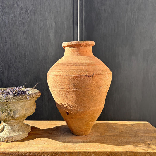 Clay vase, rustic vase, earthenware vase, pottery vase,  wabi sabi pottery, vase, primitive vessel, primitive vase, vessel, earthenware, rustic vessel, clay pot, large terracotta pot, france pottery, antique olive jar, flower vase, france conflit pot