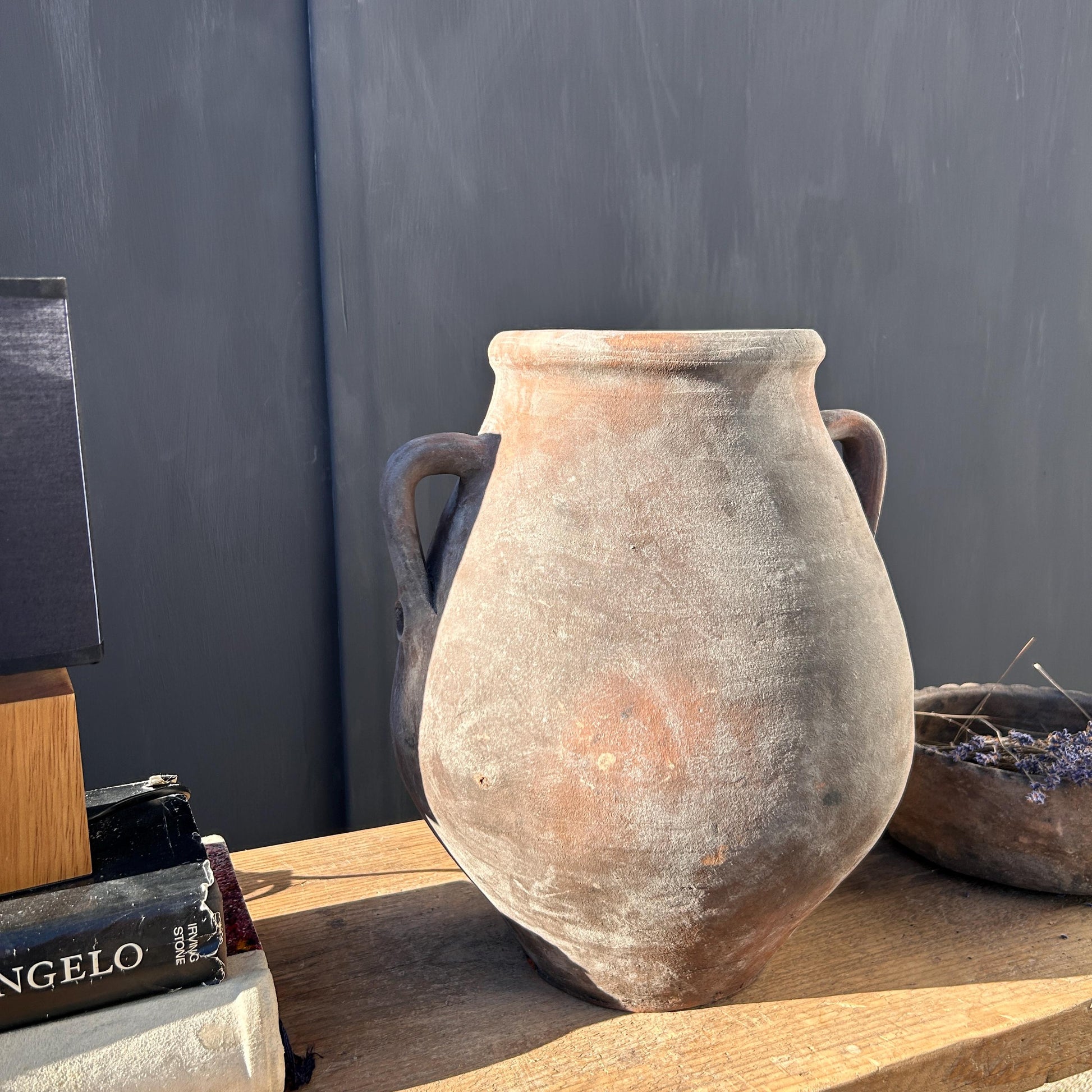 Clay vase, rustic vase, earthenware vase, pottery vase,  wabi sabi pottery, vase, primitive vessel, primitive vase, vessel, earthenware, rustic vessel, clay pot, large terracotta pot, france pottery, antique olive jar, flower vase, france conflit pot