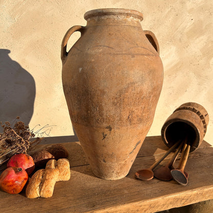 Clay vase, rustic vase, earthenware vase, pottery vase,  wabi sabi pottery, vase, primitive vessel, primitive vase, vessel, earthenware, rustic vessel, clay pot, large terracotta pot, france pottery, antique olive jar, flower vase, france conflit pot