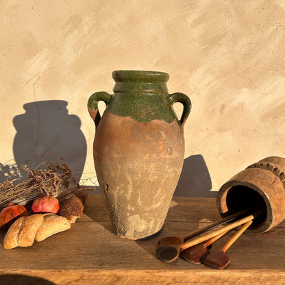 Clay vase, rustic vase, earthenware vase, pottery vase,  wabi sabi pottery, vase, primitive vessel, primitive vase, vessel, earthenware, rustic vessel, clay pot, large terracotta pot, france pottery, antique olive jar, flower vase, france conflit pot