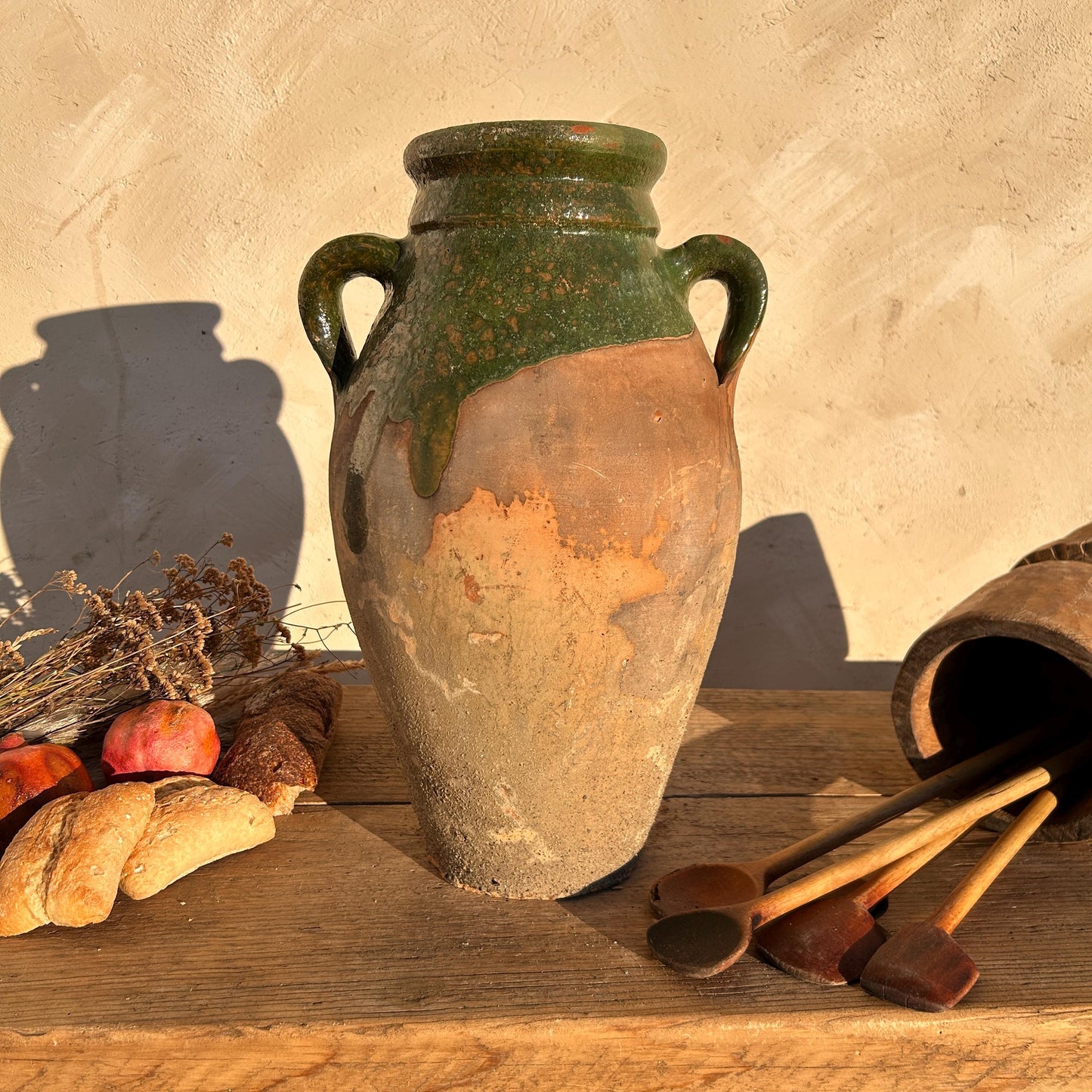 Clay vase, rustic vase, earthenware vase, pottery vase,  wabi sabi pottery, vase, primitive vessel, primitive vase, vessel, earthenware, rustic vessel, clay pot, large terracotta pot, france pottery, antique olive jar, flower vase, france conflit pot