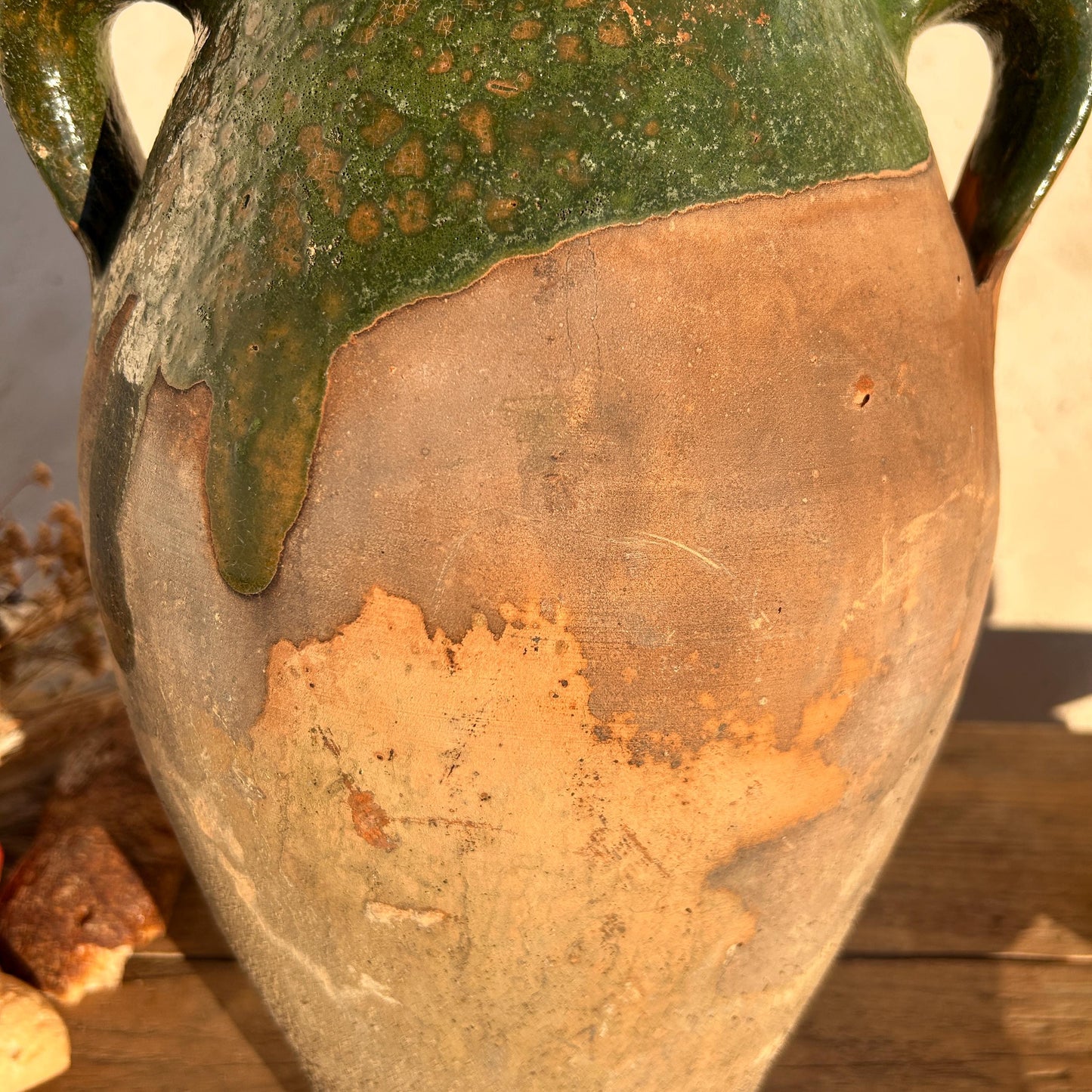 Clay vase, rustic vase, earthenware vase, pottery vase,  wabi sabi pottery, vase, primitive vessel, primitive vase, vessel, earthenware, rustic vessel, clay pot, large terracotta pot, france pottery, antique olive jar, flower vase, france conflit pot