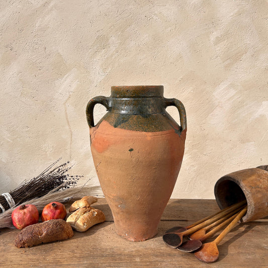 Clay vase, rustic vase, earthenware vase, pottery vase,  wabi sabi pottery, vase, primitive vessel, primitive vase, vessel, earthenware, rustic vessel, clay pot, large terracotta pot, france pottery, antique olive jar, flower vase, france conflit pot