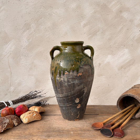 Clay vase, rustic vase, earthenware vase, pottery vase,  wabi sabi pottery, vase, primitive vessel, primitive vase, vessel, earthenware, rustic vessel, clay pot, large terracotta pot, france pottery, antique olive jar, flower vase, france conflit pot