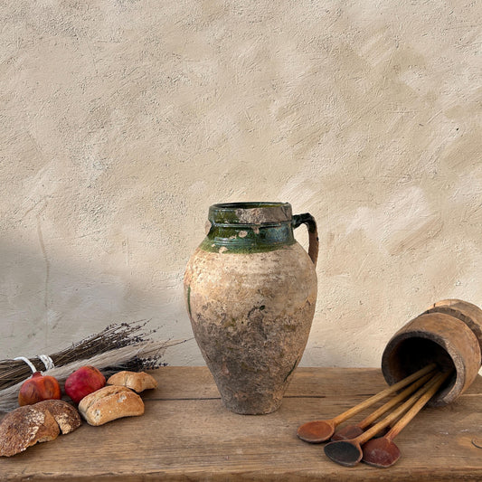 Clay vase, rustic vase, earthenware vase, pottery vase,  wabi sabi pottery, vase, primitive vessel, primitive vase, vessel, earthenware, rustic vessel, clay pot, large terracotta pot, france pottery, antique olive jar, flower vase, france conflit pot