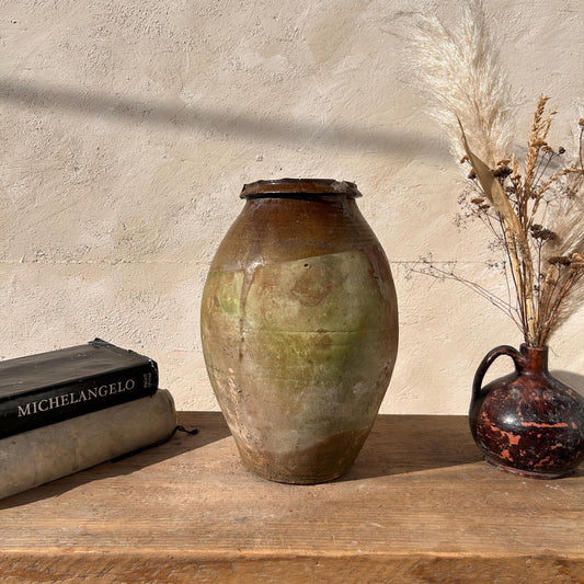 Clay vase, rustic vase, earthenware vase, pottery vase,  wabi sabi pottery, vase, primitive vessel, primitive vase, vessel, earthenware, rustic vessel, clay pot, large terracotta pot, france pottery, antique olive jar, flower vase, france conflit pot