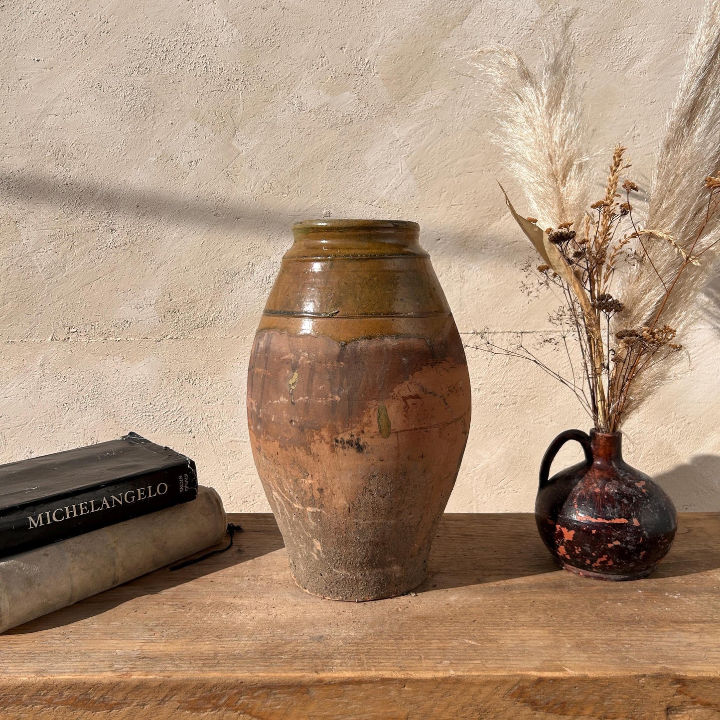 Clay vase, rustic vase, earthenware vase, pottery vase,  wabi sabi pottery, vase, primitive vessel, primitive vase, vessel, earthenware, rustic vessel, clay pot, large terracotta pot, france pottery, antique olive jar, flower vase, france conflit pot