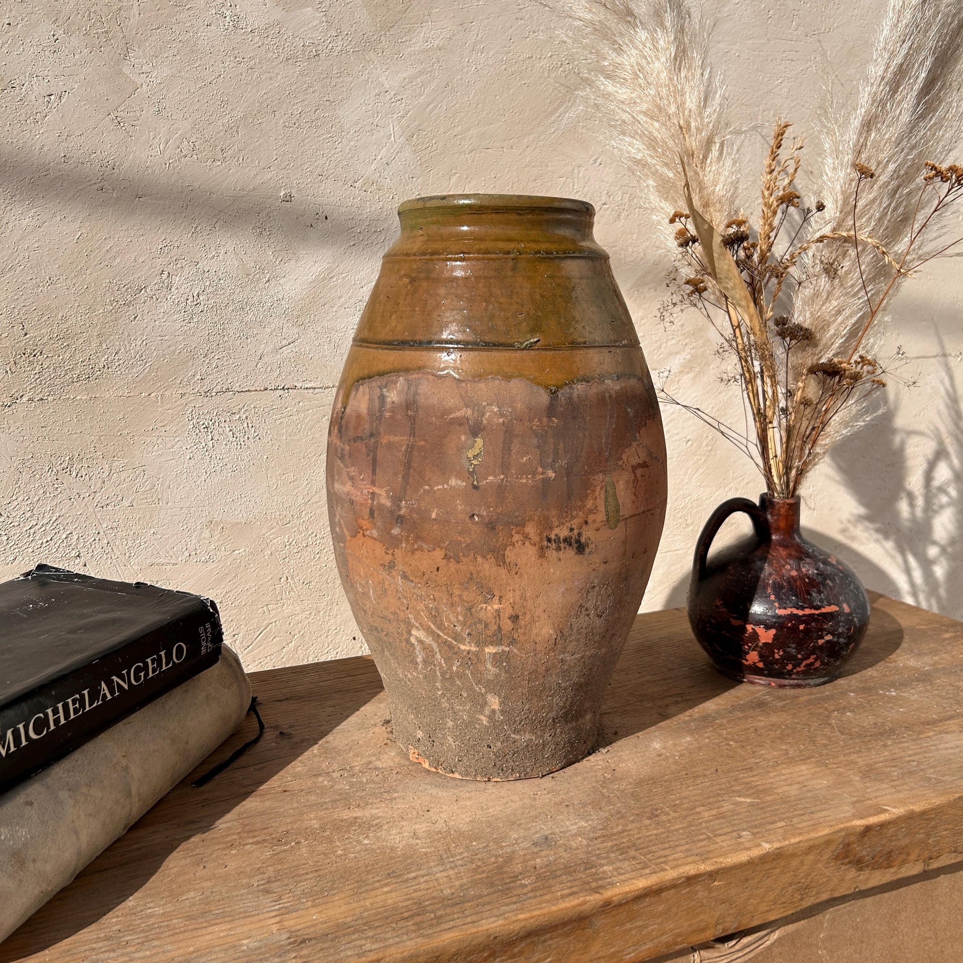 Clay vase, rustic vase, earthenware vase, pottery vase,  wabi sabi pottery, vase, primitive vessel, primitive vase, vessel, earthenware, rustic vessel, clay pot, large terracotta pot, france pottery, antique olive jar, flower vase, france conflit pot